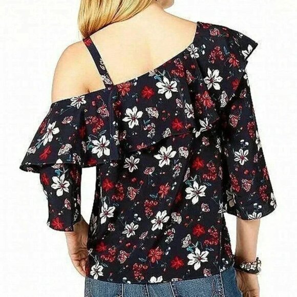RACHEL ZOE Floral One Shoulder Blouse NWT SMALL - Picture 4 of 7